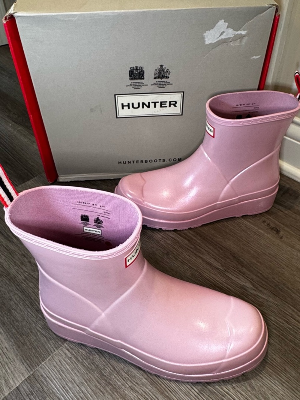 Hunter Original Play Short Nebula Rain Boots in Foxglove Pink - Picture 3 of 16